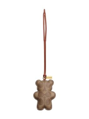 COACH Puffy Bear Leather Bag Charm in Brown